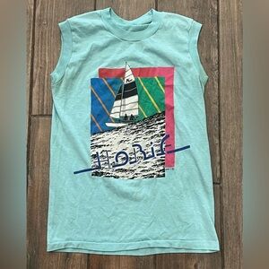 Vintage 80s Hobie Wind Surfing Sleeveless T-Shirt Size Medium Single Stitch